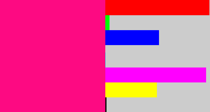 Hex color #fd0a82 - strong pink