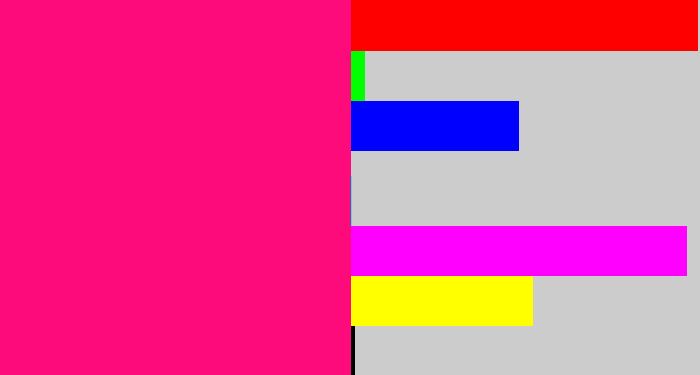 Hex color #fd0b7a - strong pink