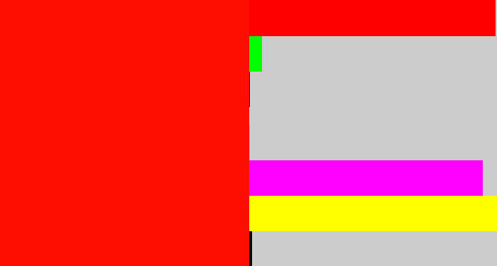 Hex color #fd0e00 - fire engine red