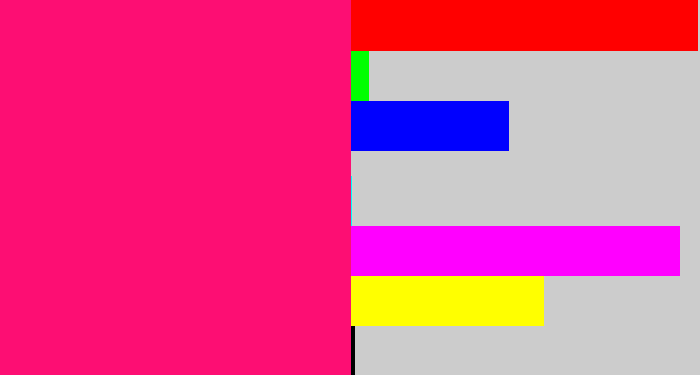 Hex color #fd0e73 - strong pink