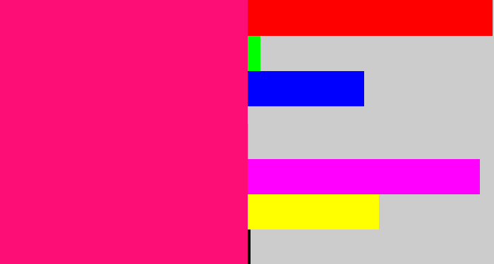 Hex color #fd0e77 - strong pink