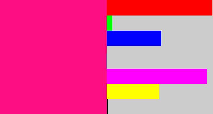 Hex color #fd0e81 - strong pink