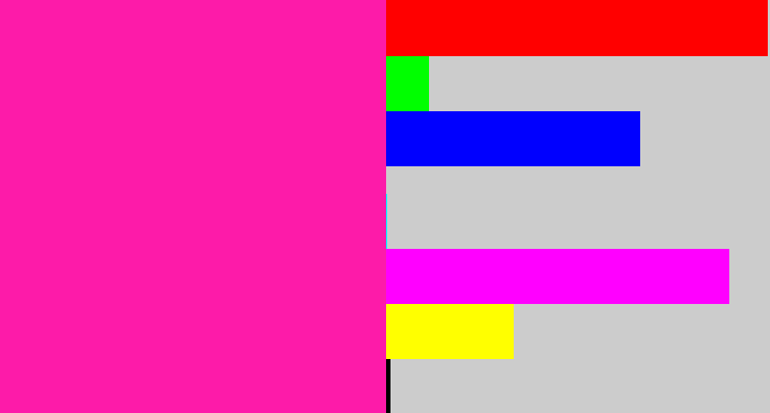 Hex color #fd1ba9 - shocking pink