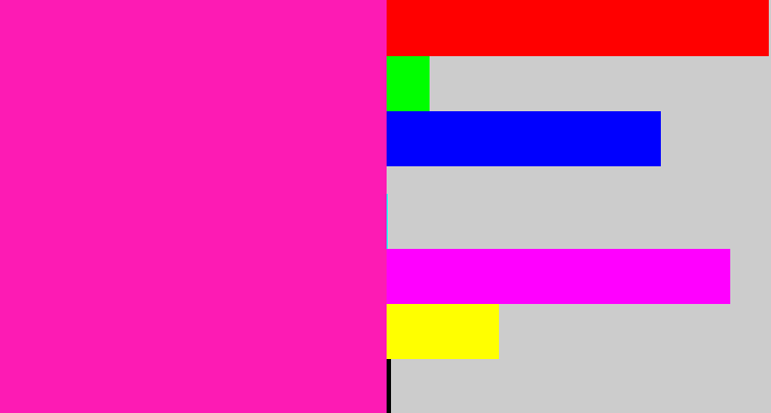 Hex color #fd1bb4 - bright pink
