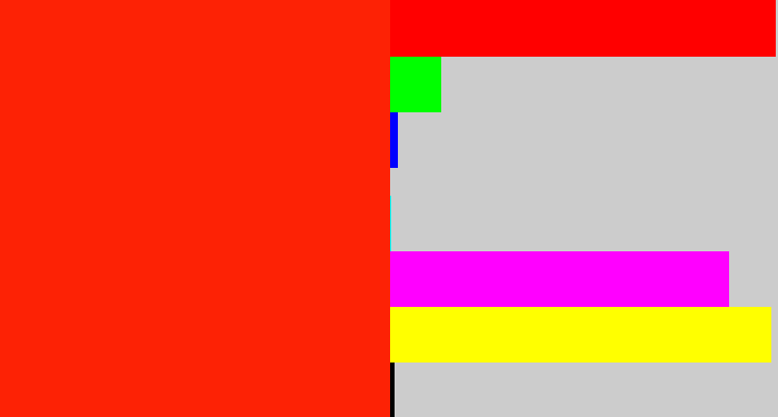 Hex color #fd2205 - vermillion