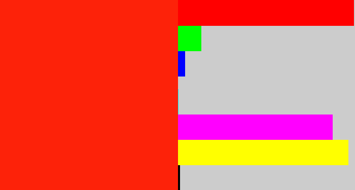 Hex color #fd2209 - vermillion