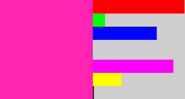 Hex color #fd22af - bright pink