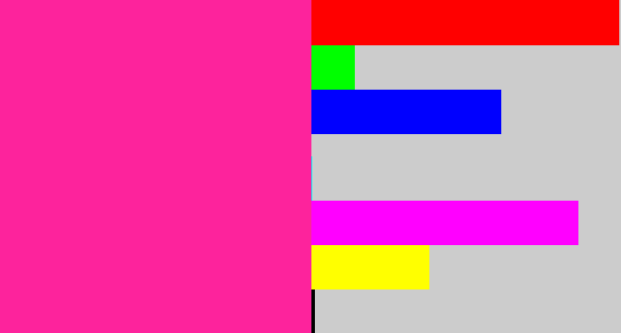 Hex color #fd239c - electric pink