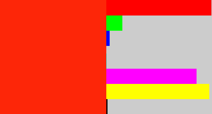Hex color #fd2608 - vermillion
