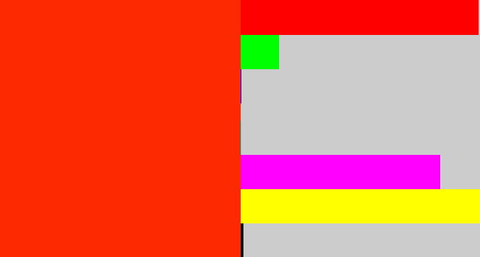 Hex color #fd2a01 - orangish red