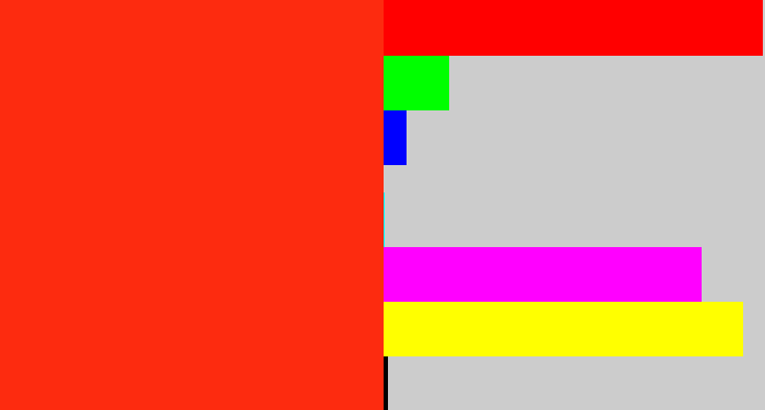 Hex color #fd2b0f - vermillion