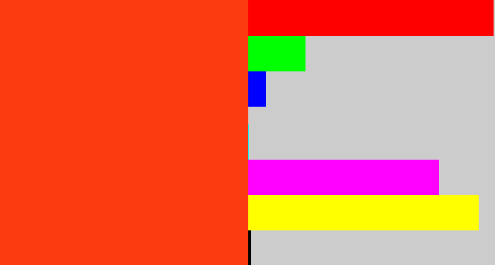 Hex color #fd3b11 - orangered