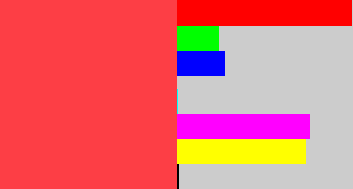 Hex color #fd3e45 - light red