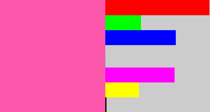 Hex color #fd57ac - bubble gum pink