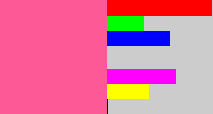 Hex color #fd5997 - medium pink
