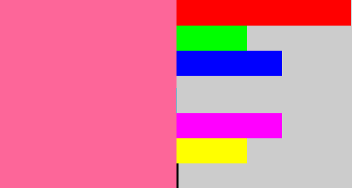 Hex color #fd6699 - medium pink