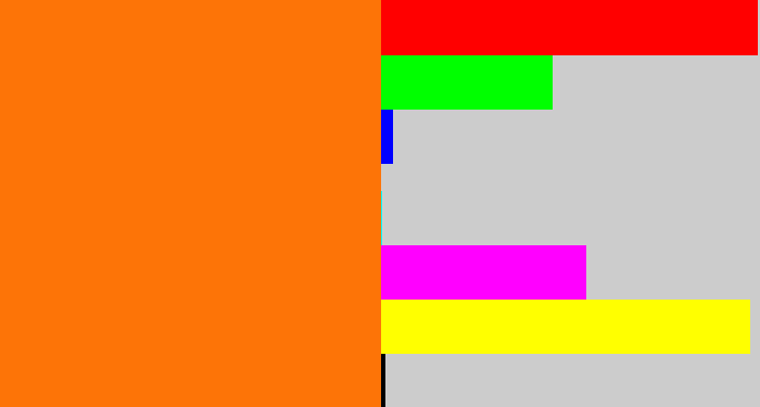 Hex color #fd7407 - orange