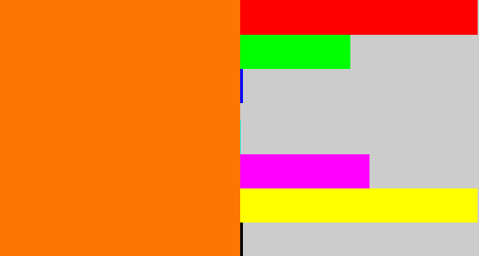 Hex color #fd7503 - orange