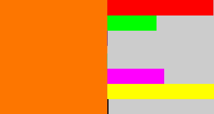 Hex color #fd7600 - orange