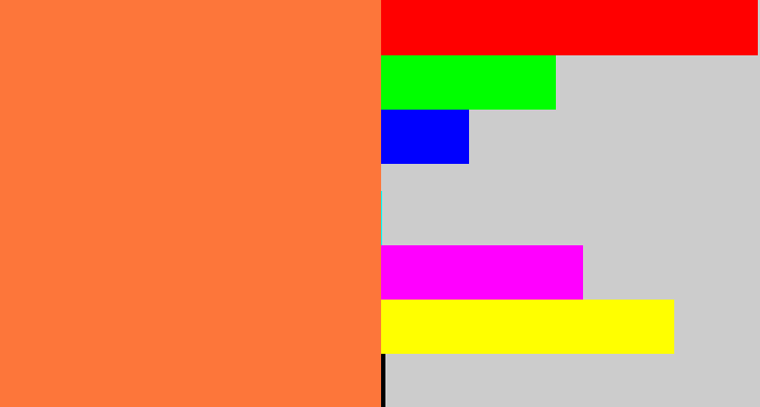 Hex color #fd763a - dusty orange