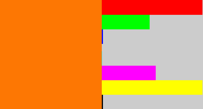 Hex color #fd7703 - orange