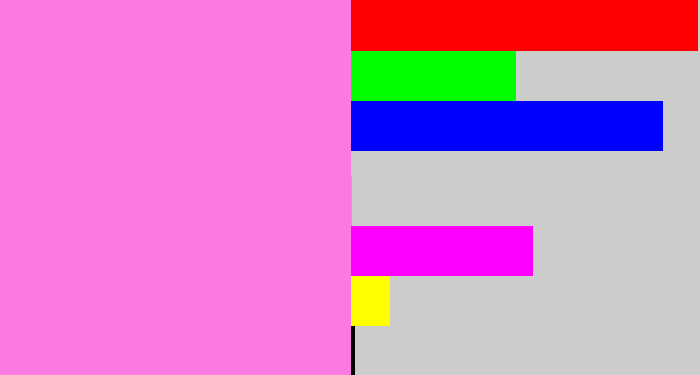 Hex color #fd79e2 - purply pink