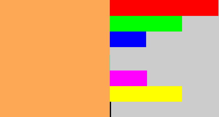 Hex color #fda855 - pale orange