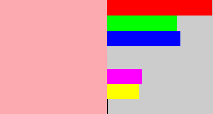 Hex color #fda9b0 - soft pink