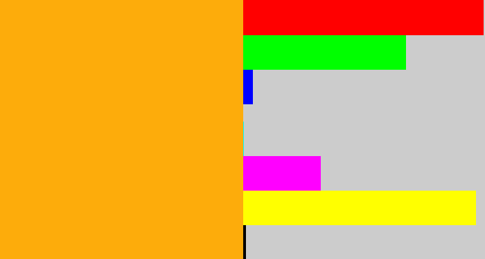 Hex color #fdac0b - yellowish orange