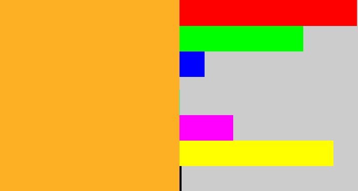 Hex color #fdb023 - mango