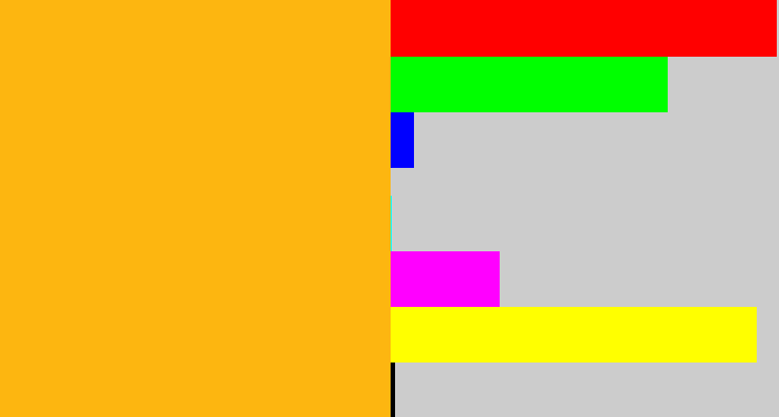 Hex color #fdb610 - orangey yellow