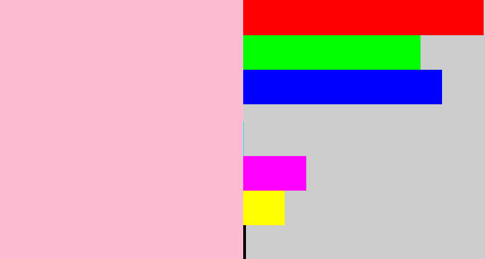 Hex color #fdbbd2 - pastel pink