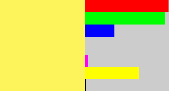 Hex color #fdf35a - yellowish