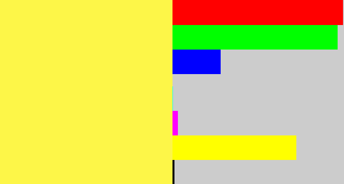 Hex color #fdf648 - banana yellow