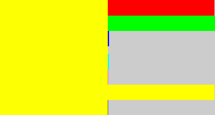 Hex color #fdff03 - bright yellow