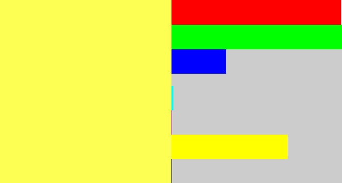Hex color #fdff52 - lemon