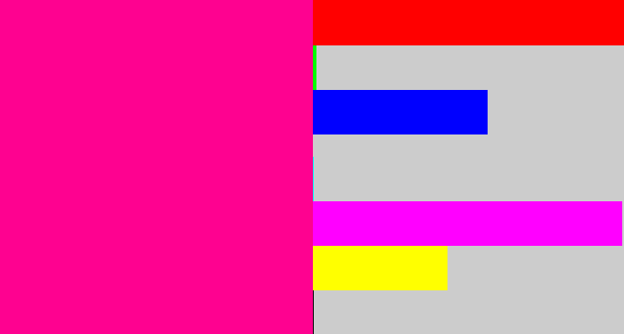 Hex color #fe0290 - electric pink