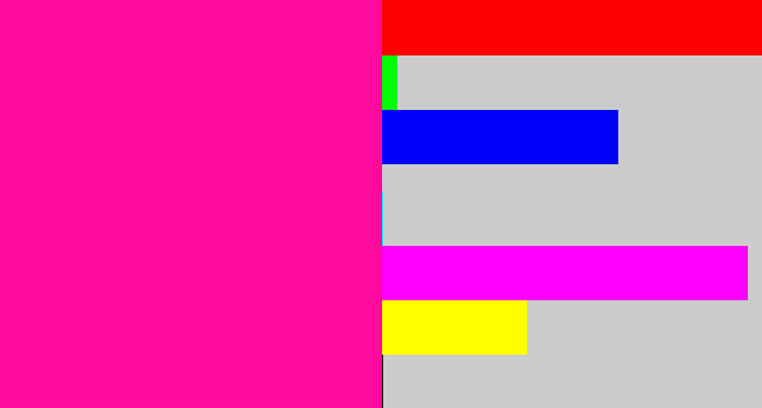 Hex color #fe0a9d - shocking pink