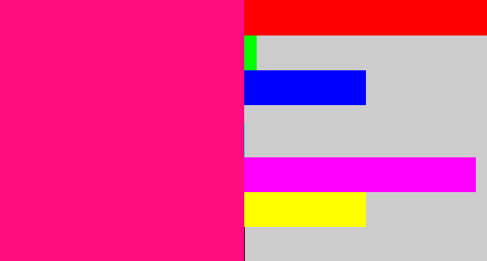 Hex color #fe0c80 - strong pink