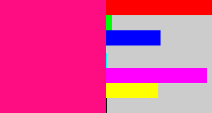 Hex color #fe0c81 - strong pink