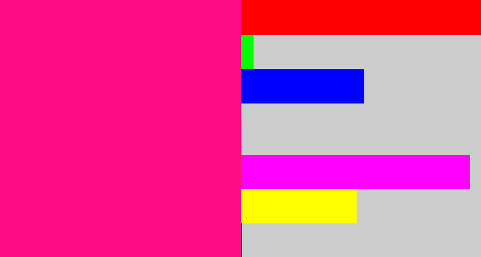 Hex color #fe0c83 - strong pink