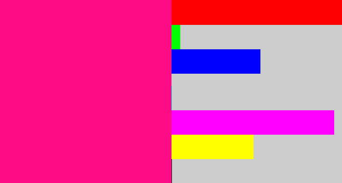 Hex color #fe0c85 - strong pink