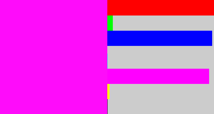 Hex color #fe0cfa - bright magenta