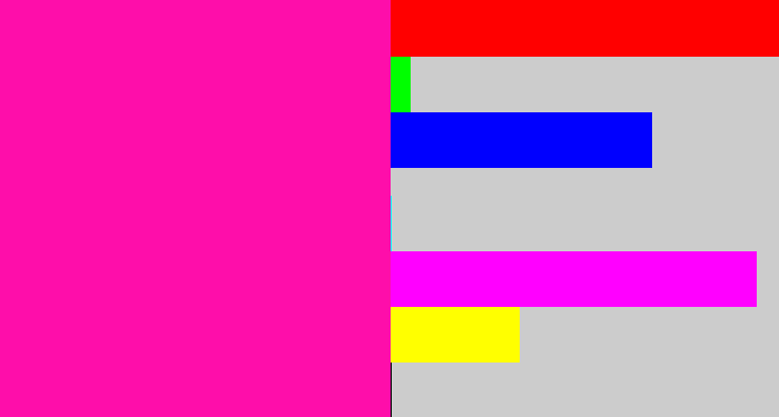 Hex color #fe0eaa - shocking pink