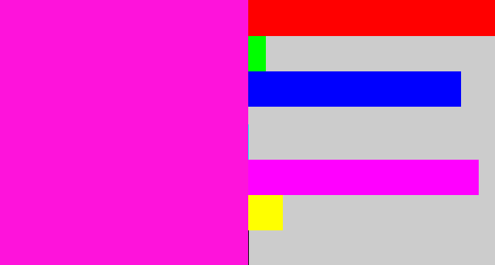 Hex color #fe13db - bright magenta