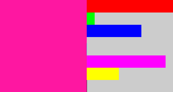 Hex color #fe17a1 - shocking pink