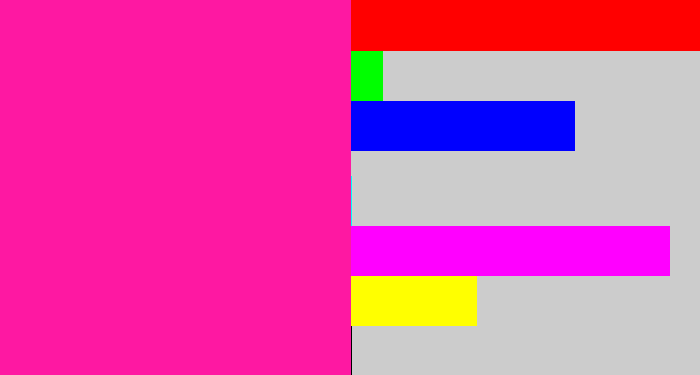 Hex color #fe18a2 - shocking pink