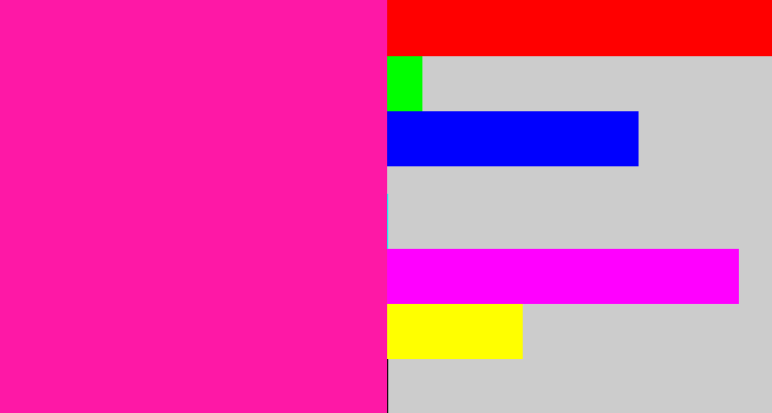 Hex color #fe18a6 - shocking pink