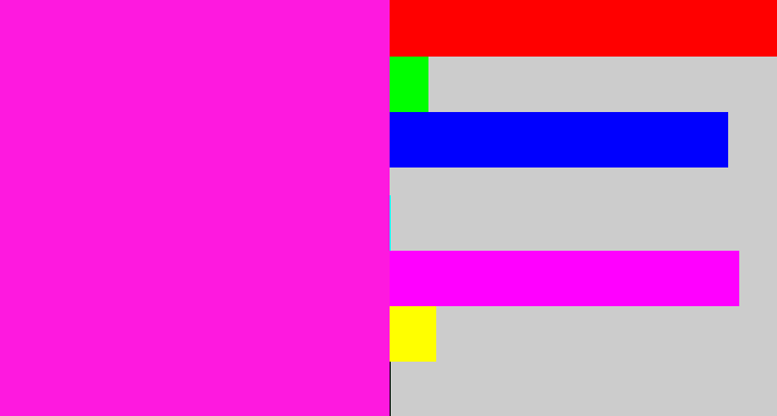 Hex color #fe19df - pink/purple