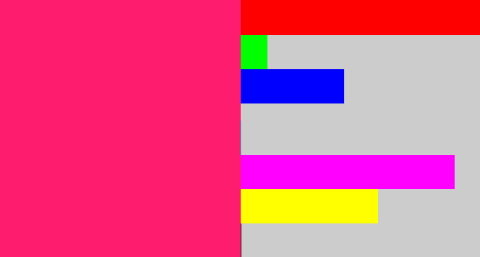 Hex color #fe1c6e - red pink